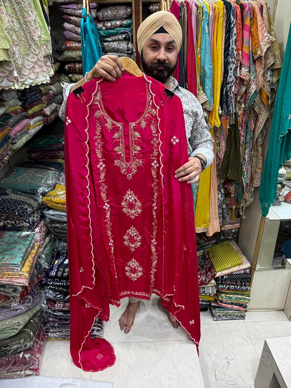 Glass Heavy Punjabi Dabka Salwar Work Suits