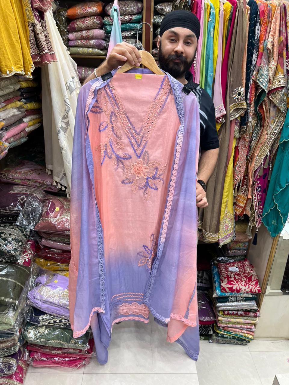 Mul Ombrey croshiya & Mirror Work Designer Suits