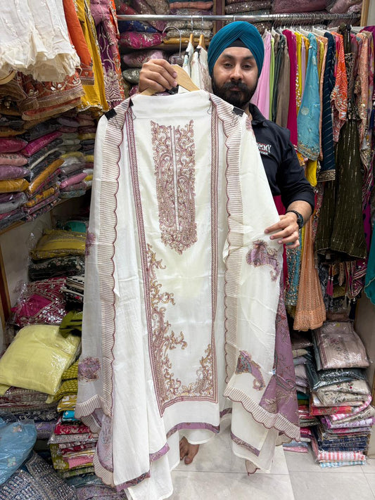 White Color Mul Designer Pakistani Suits