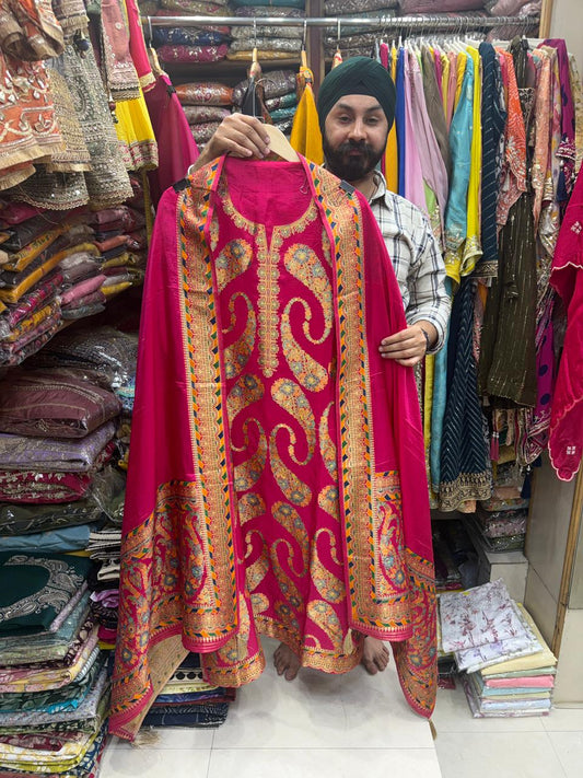 Silk Jacquard Suit With Banrasi Weave