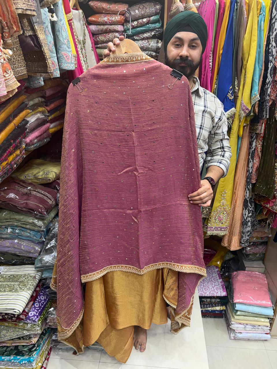 Shimmer Mirror Work Designer Dupatta - Mukaish work