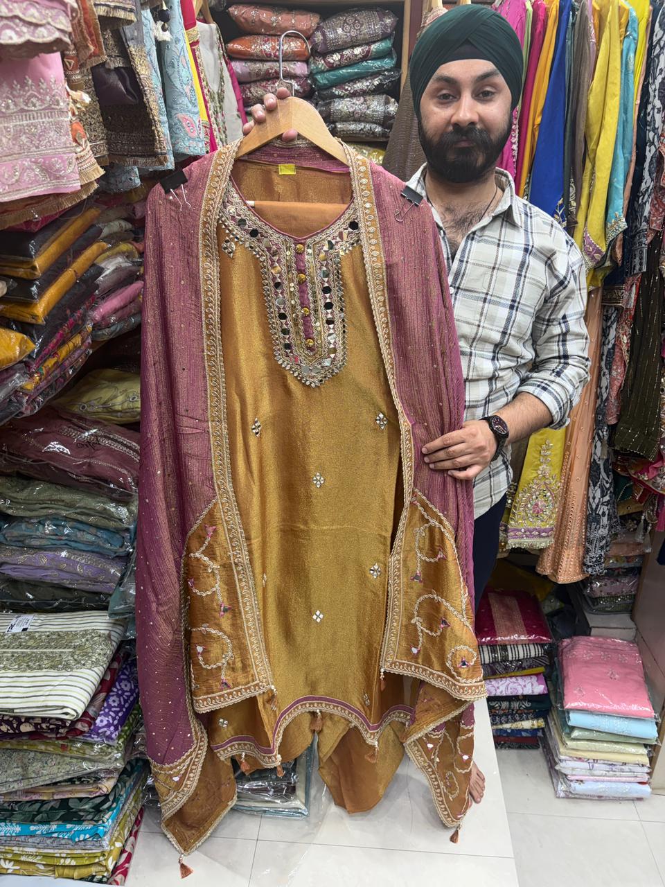 Shimmer Mirror Work Designer Dupatta - Mukaish work