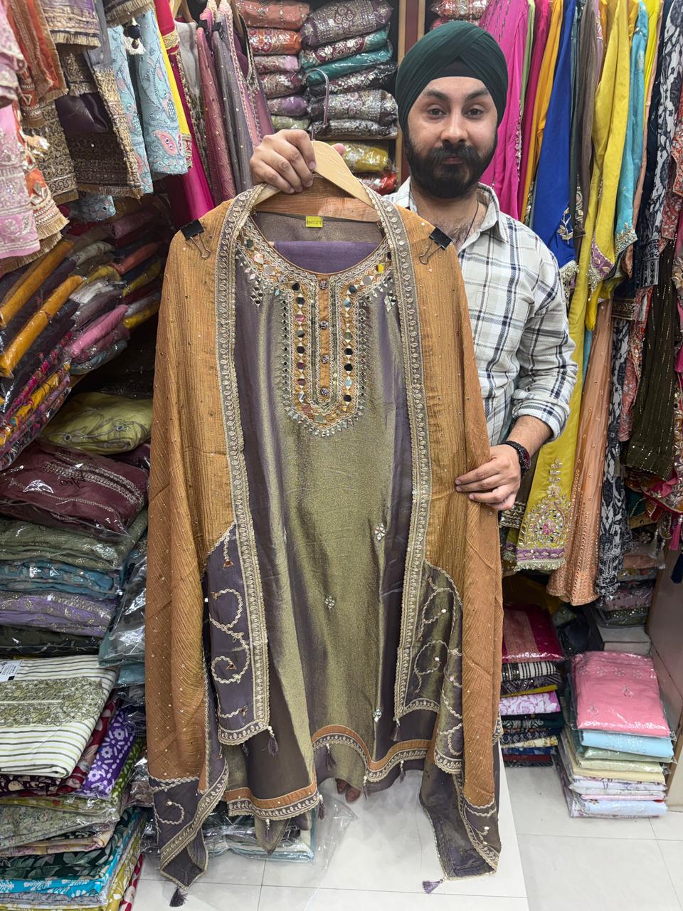 Shimmer Mirror Work Designer Dupatta - Mukaish work