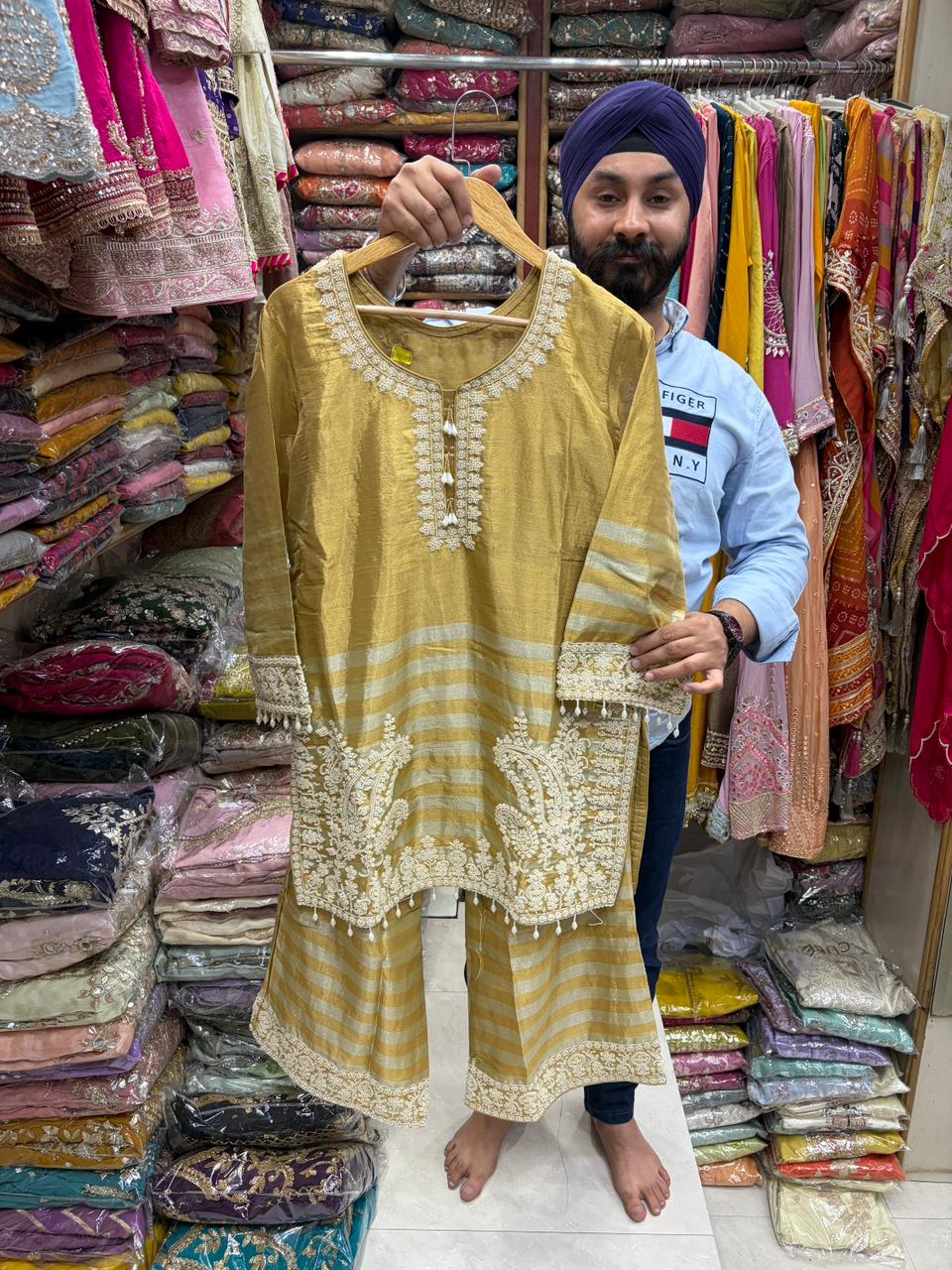 Pearl & Nalki Work Readymade Shimmer Pant