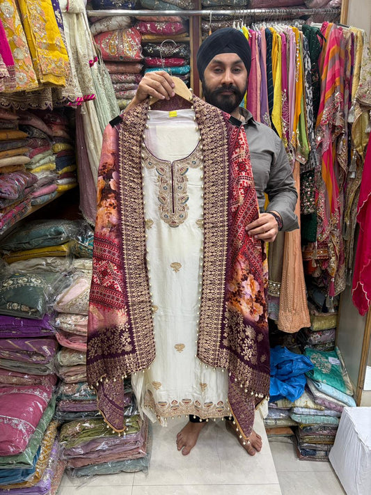 Patola Dupatta Opada Silk - zari and Sequins Embroidery