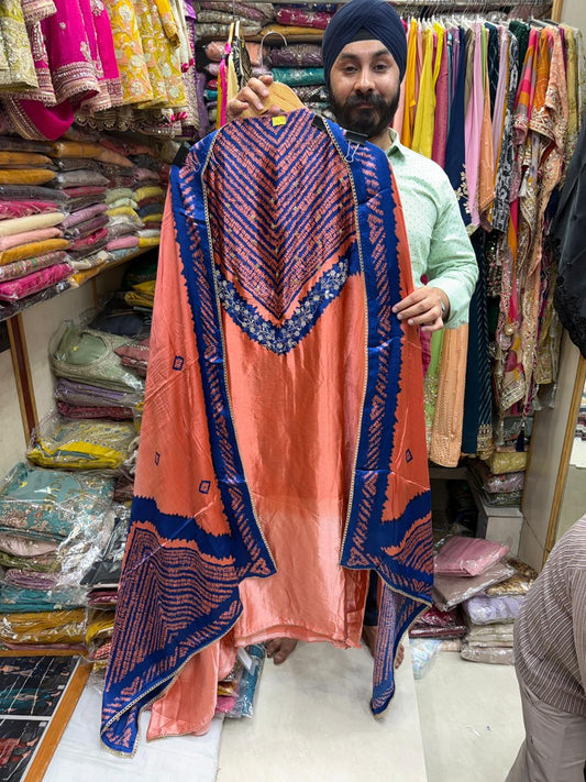 Gajji Silk Ikkat Print Choli Style No 2 - Mirror work