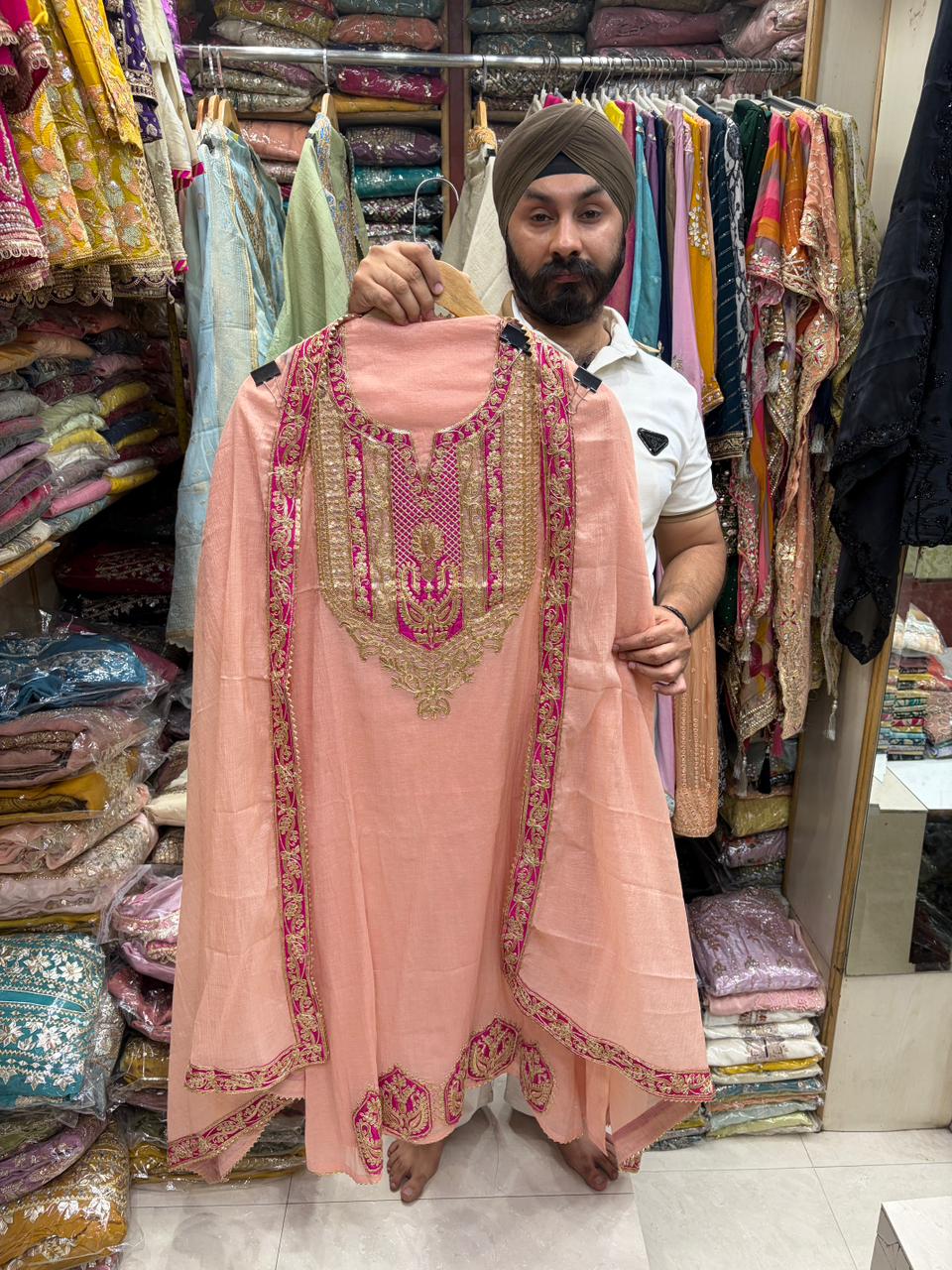 Mul Chanderi Partywear Suit