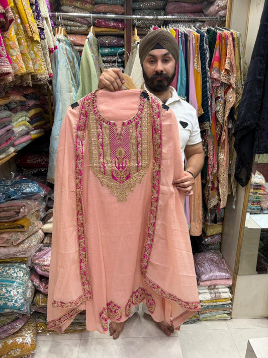 Mul Chanderi Partywear Suit