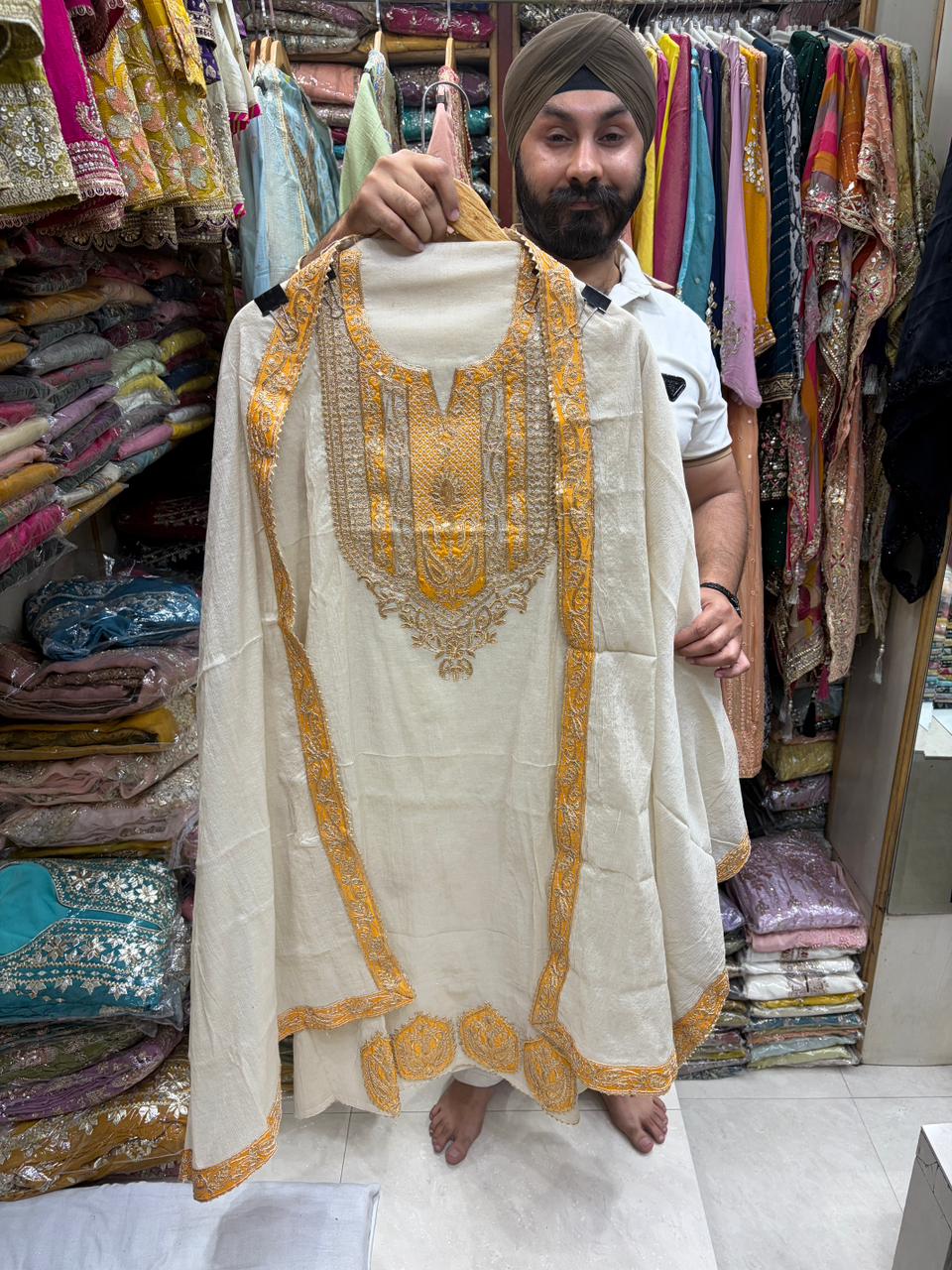 Mul Chanderi Partywear Suit