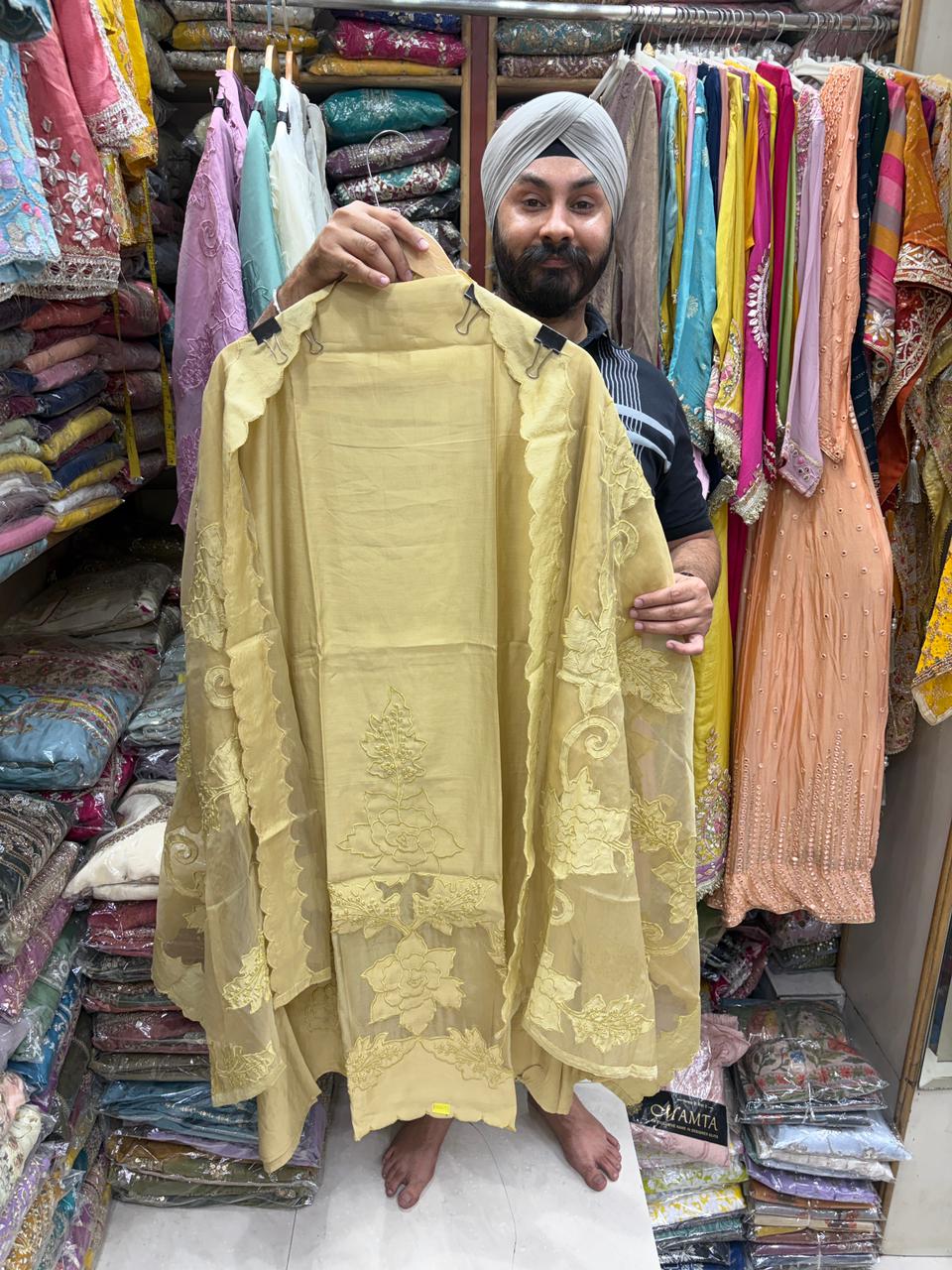 Most Viral Muslin Applique work