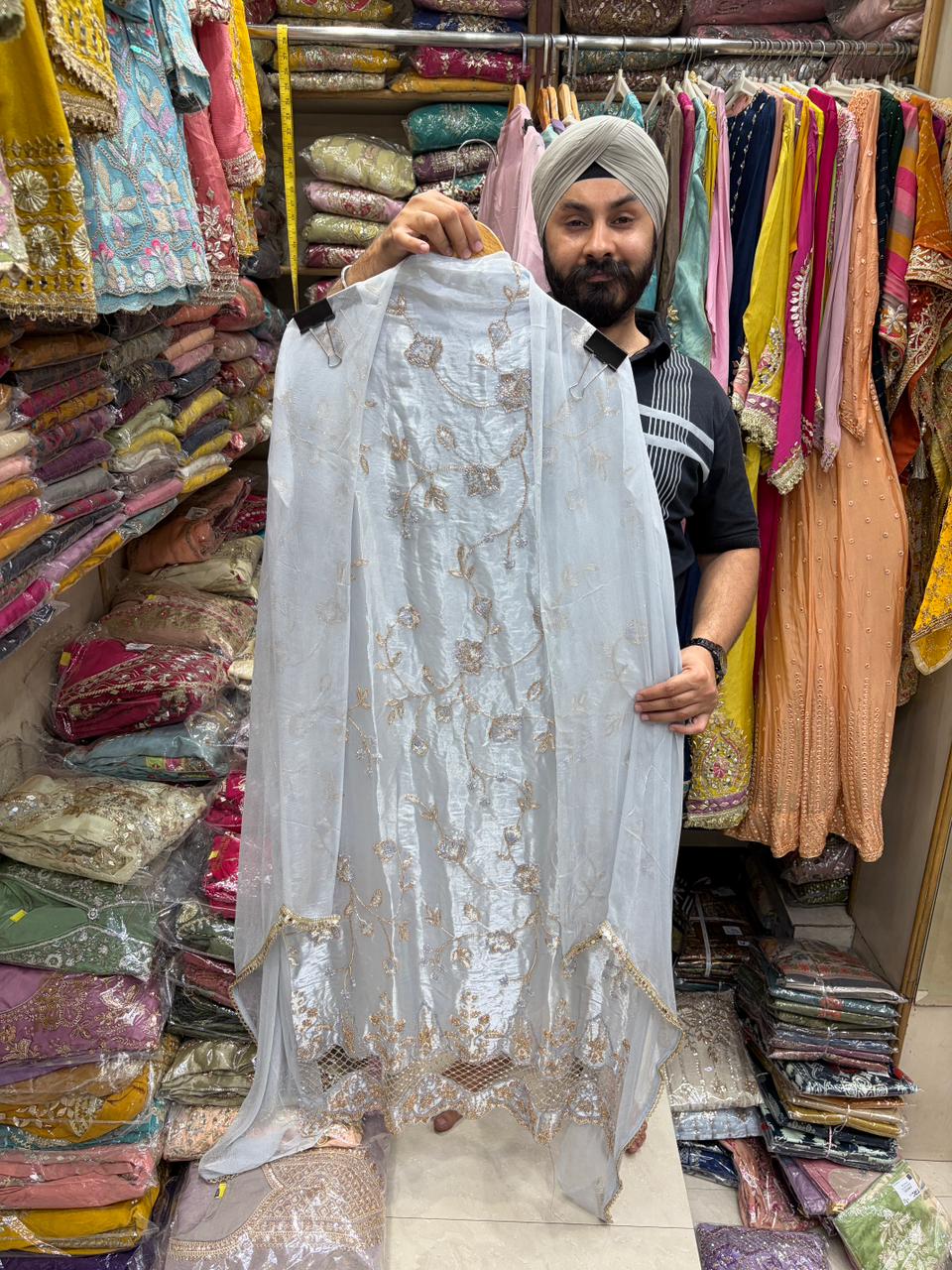Pakistani Tissue Handwork Cutwork Ghera
