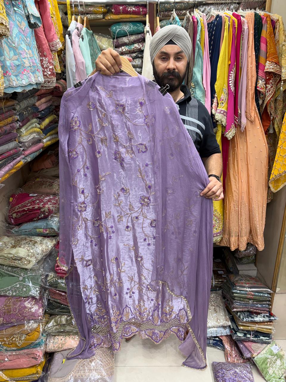 Pakistani Tissue Handwork Cutwork Ghera