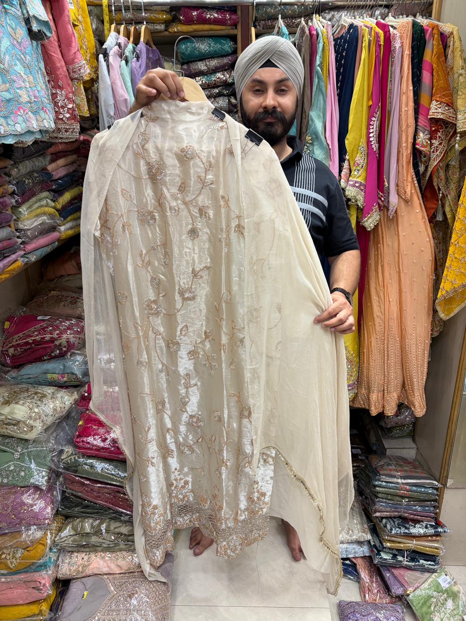 Pakistani Tissue Handwork Cutwork Ghera