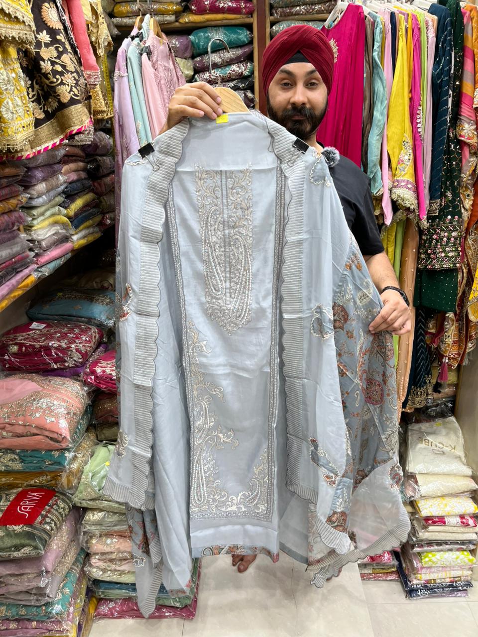 Muslin Suit With Organza Designer Dupatta