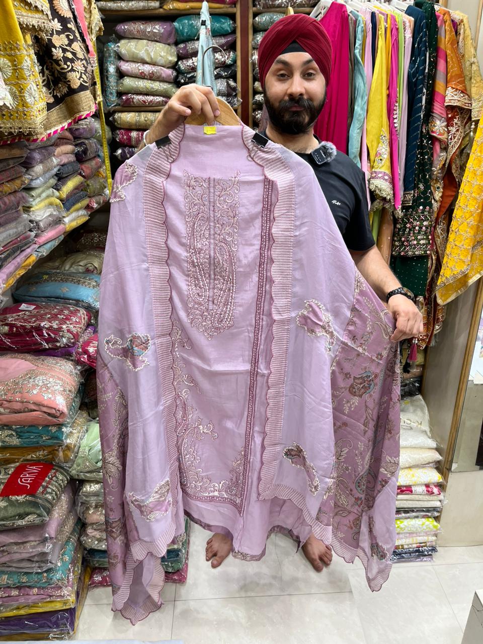 Muslin Suit With Organza Designer Dupatta