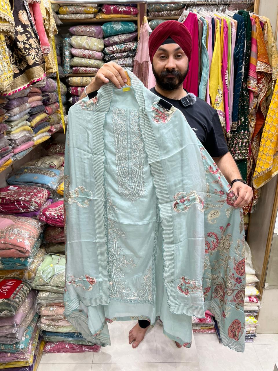 Muslin Suit With Organza Designer Dupatta