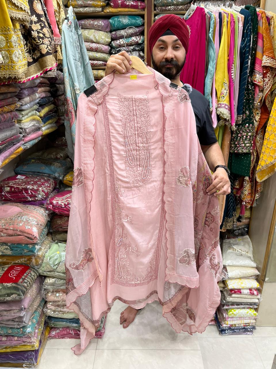 Muslin Suit With Organza Designer Dupatta