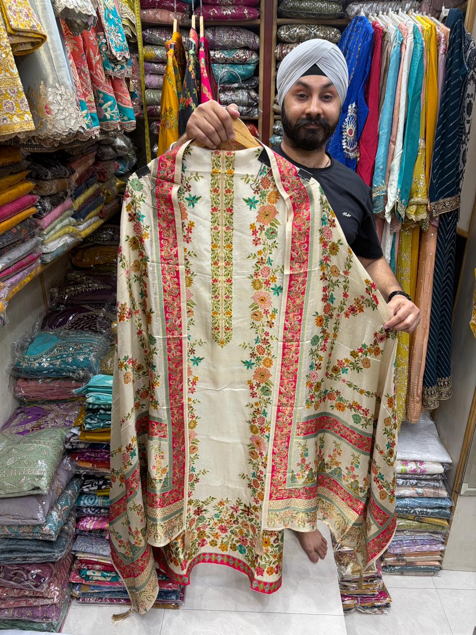 Pure Silk Jacquard Weave Position Print ( New Edition )
