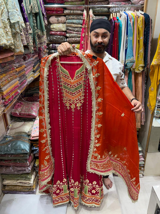 Chinnon Anarkali Contrast Dupatta - Mirror gotta work