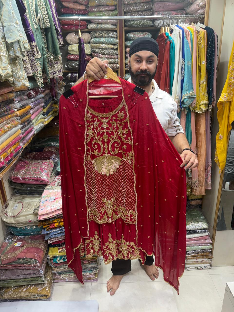 Chinnon Short Shirt Sharara Set - Nalki Handwork