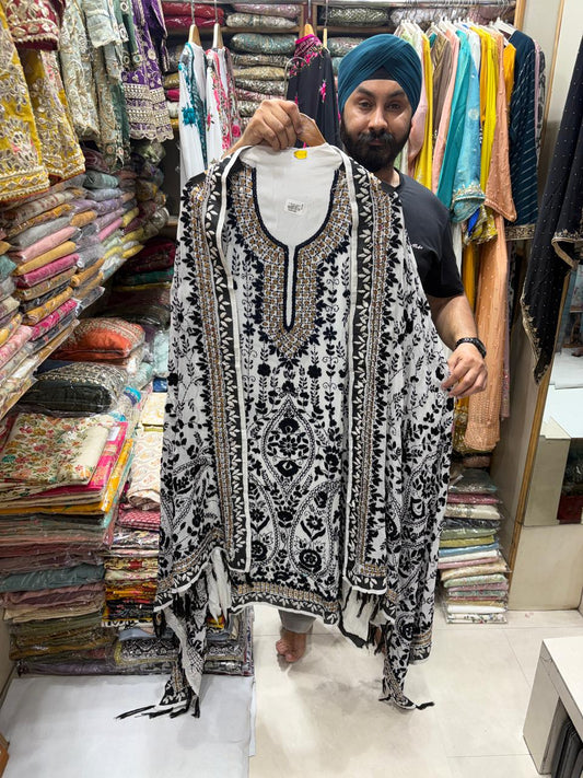Georgette Hand Embroidered Phulkari Suits