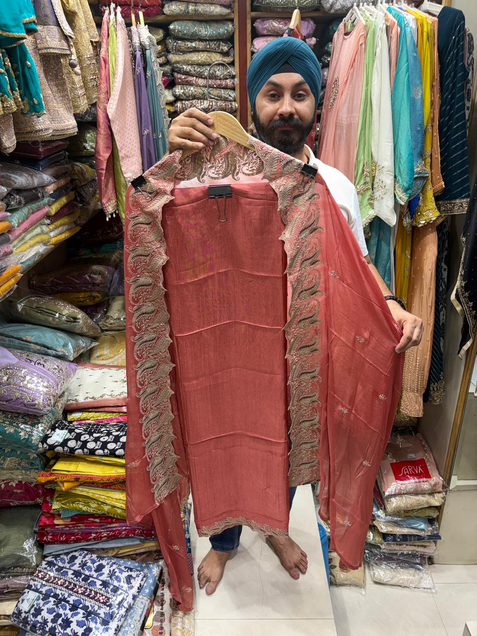 Summer Edition Opada Border Dupatta - Zari sequins