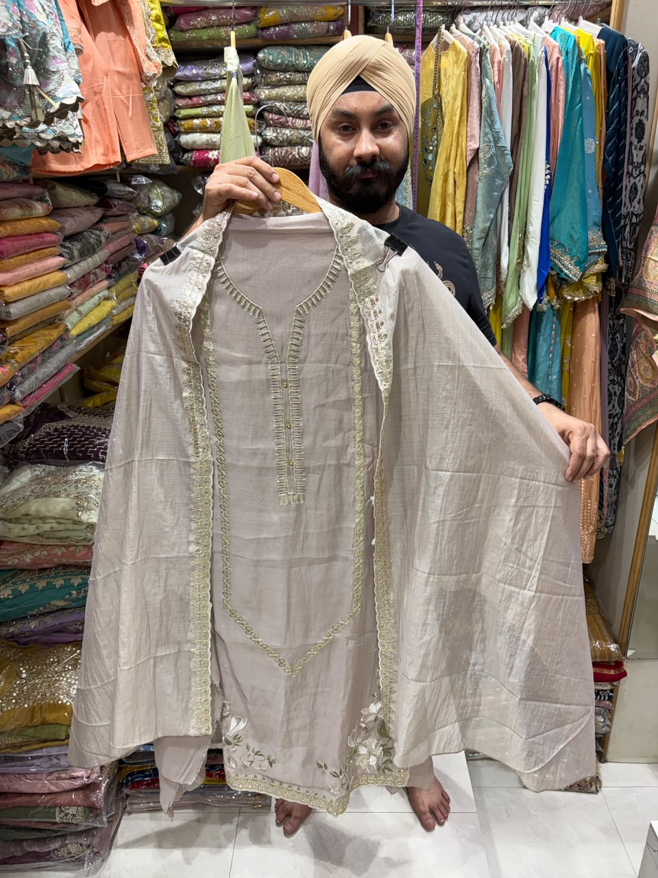 Mul Chanderi Tilla Work Desinger Suit