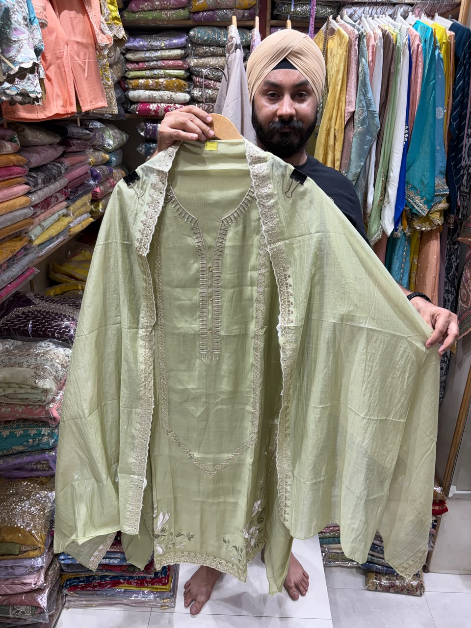 Mul Chanderi Tilla Work Desinger Suit