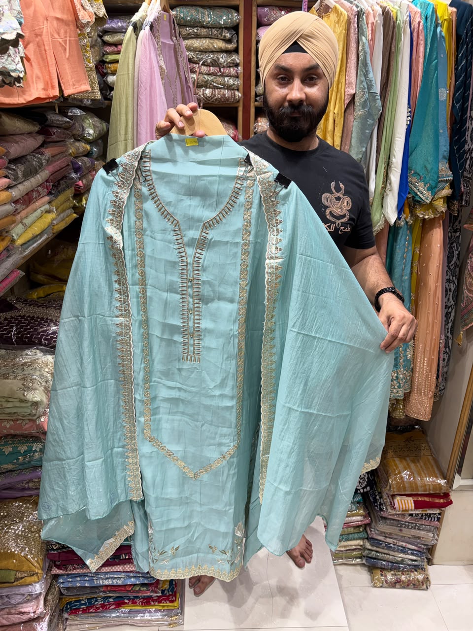 Mul Chanderi Tilla Work Desinger Suit