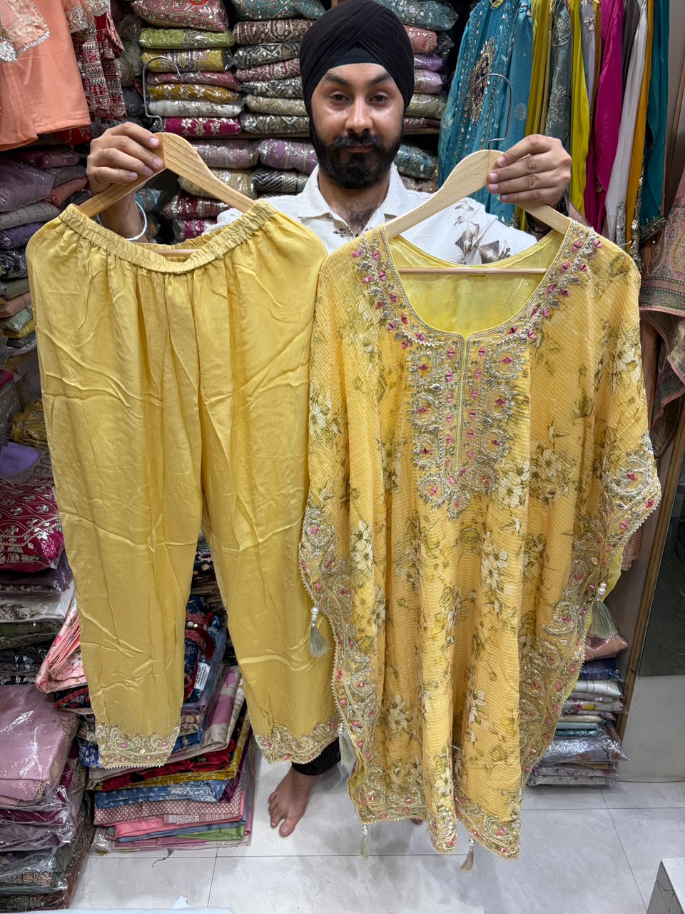 Pure Georgette Sequins Mirror Gotta Kaftan