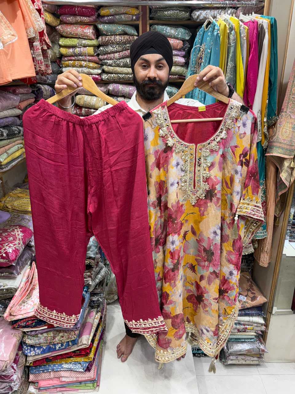 Crushed Shimmer Digital Mirror kaftan