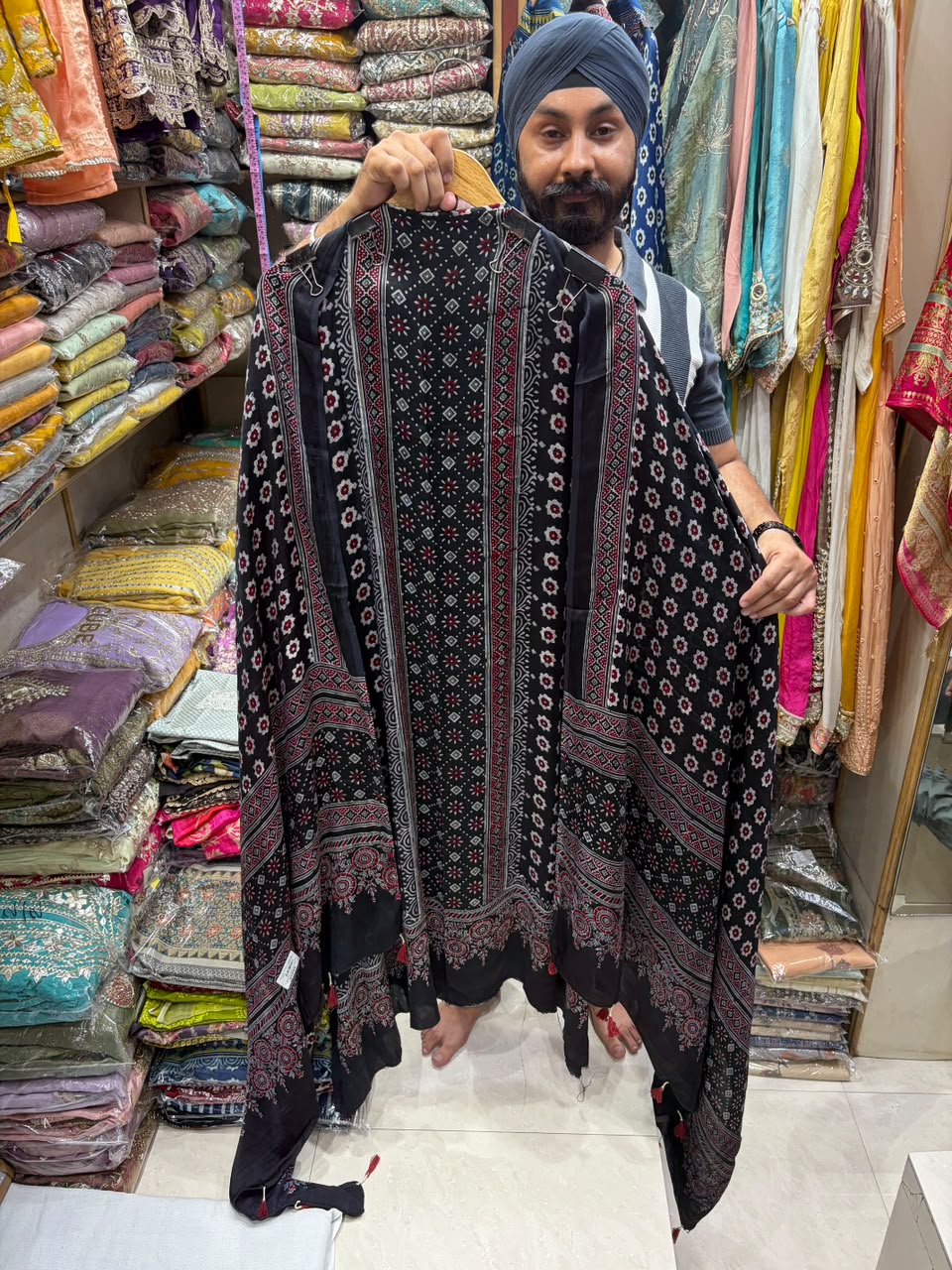 Pure Ajrakh Modal Silk Block Print Suit