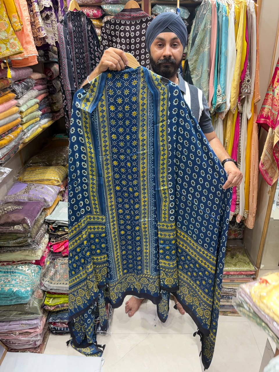 Pure Ajrakh Modal Silk Block Print Suit