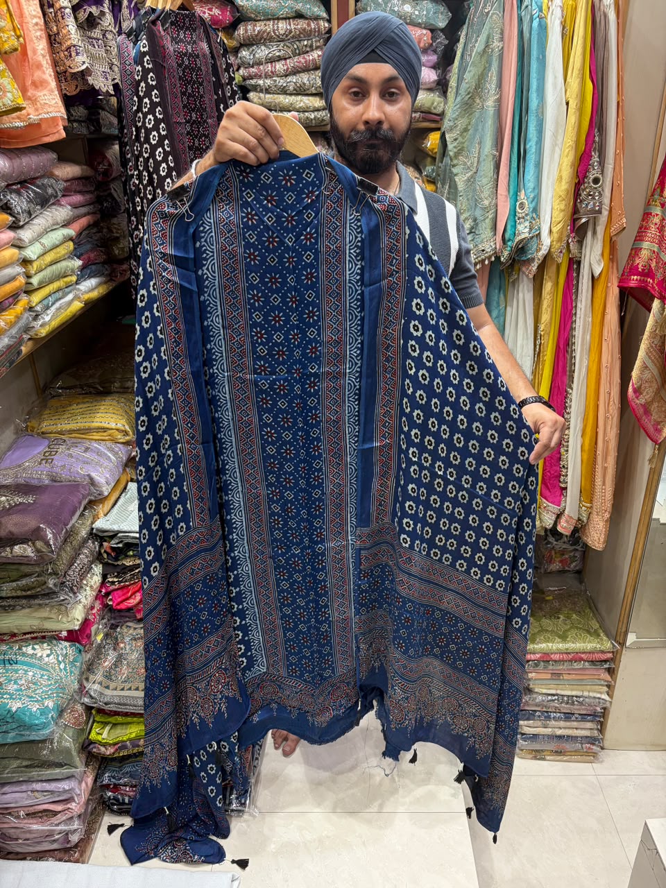 Pure Ajrakh Modal Silk Block Print Suit