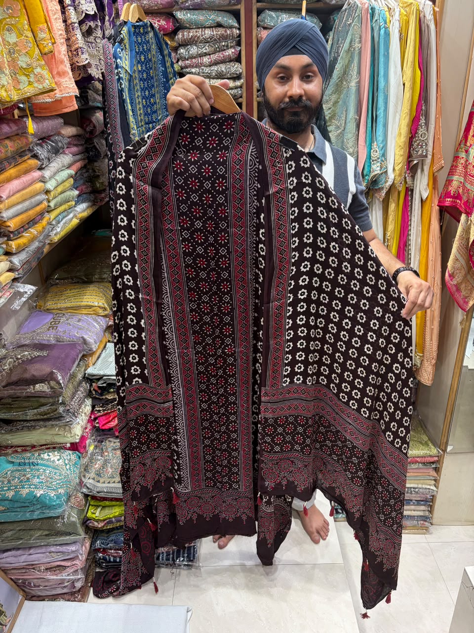 Pure Ajrakh Modal Silk Block Print Suit