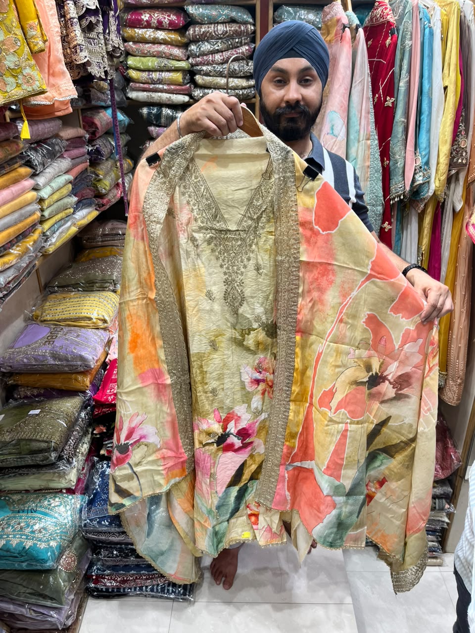 Muslin Floral Print V Neck New Edition no 5