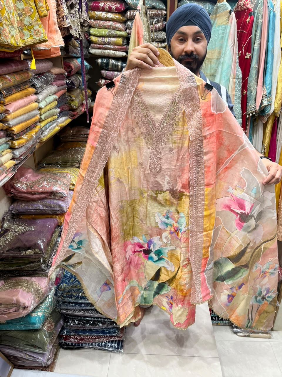 Muslin Floral Print V Neck New Edition no 5