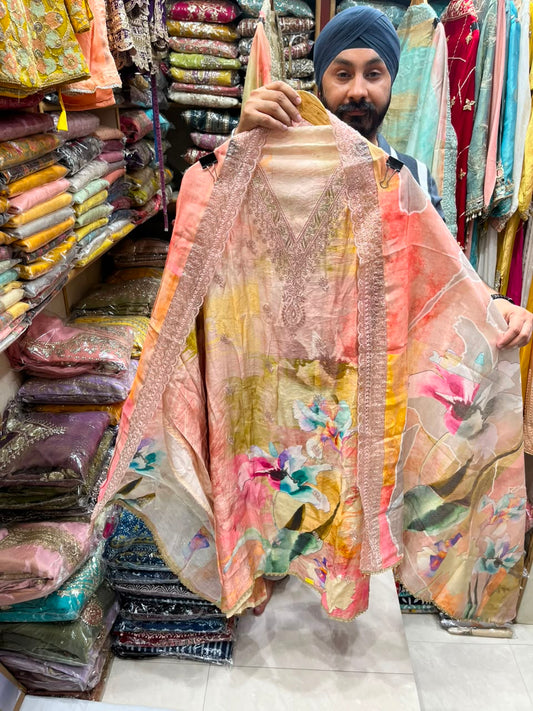 Muslin Floral Print V Neck New Edition no 5