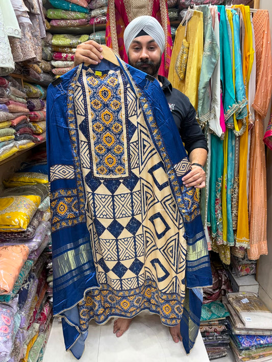 Gajji Silk Kalamkari Print Langdi Patta New Edition 22