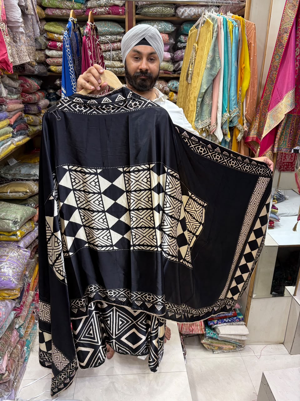 Gajji Silk New Ajrakh Print Patra Work Edition no 23
