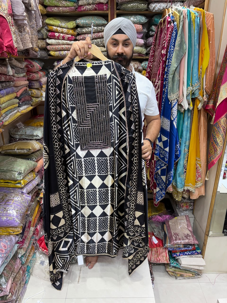 Gajji Silk New Ajrakh Print Patra Work Edition no 23