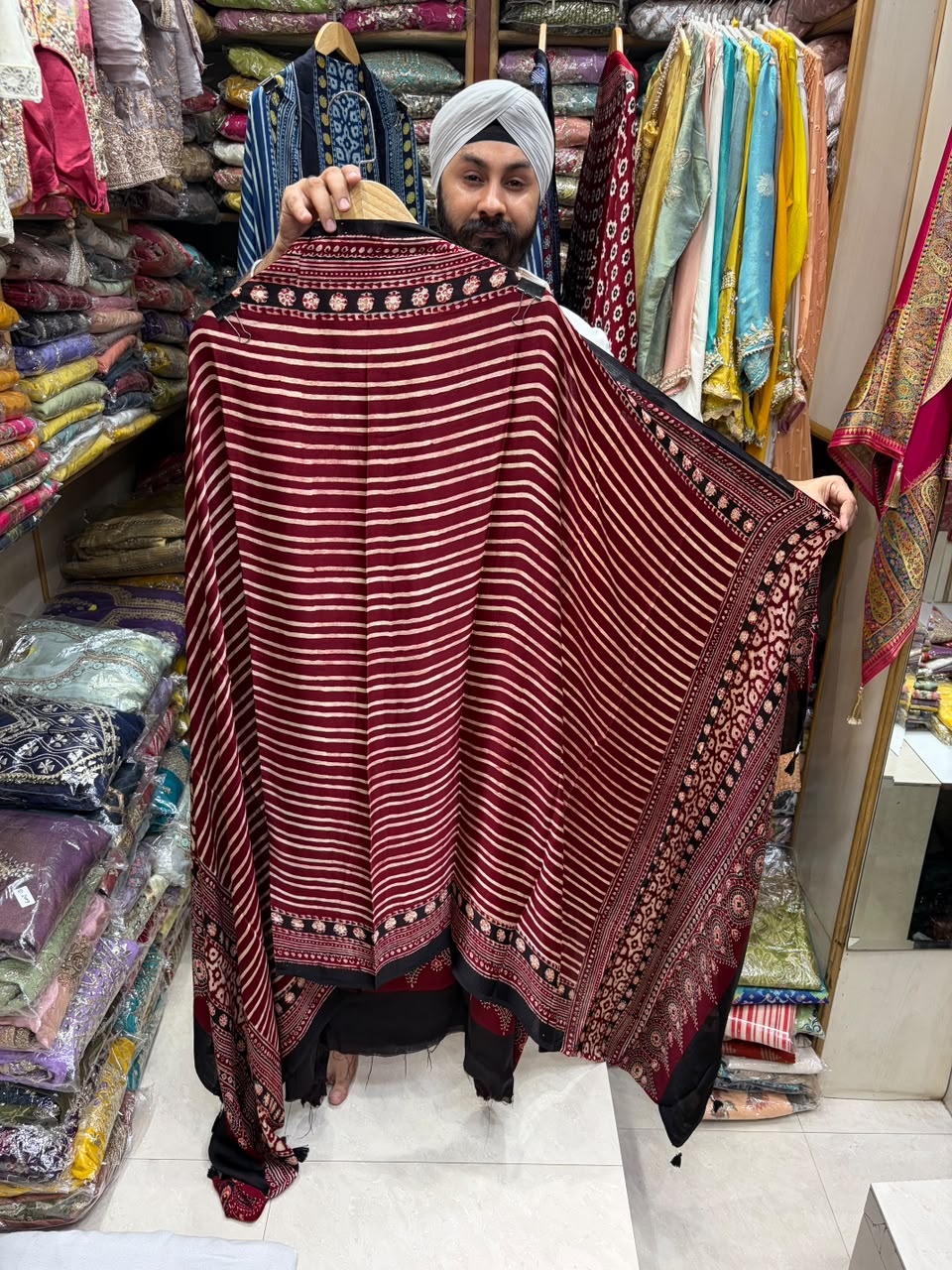 Pure Ajrakh Modal Silk Block Print Suit