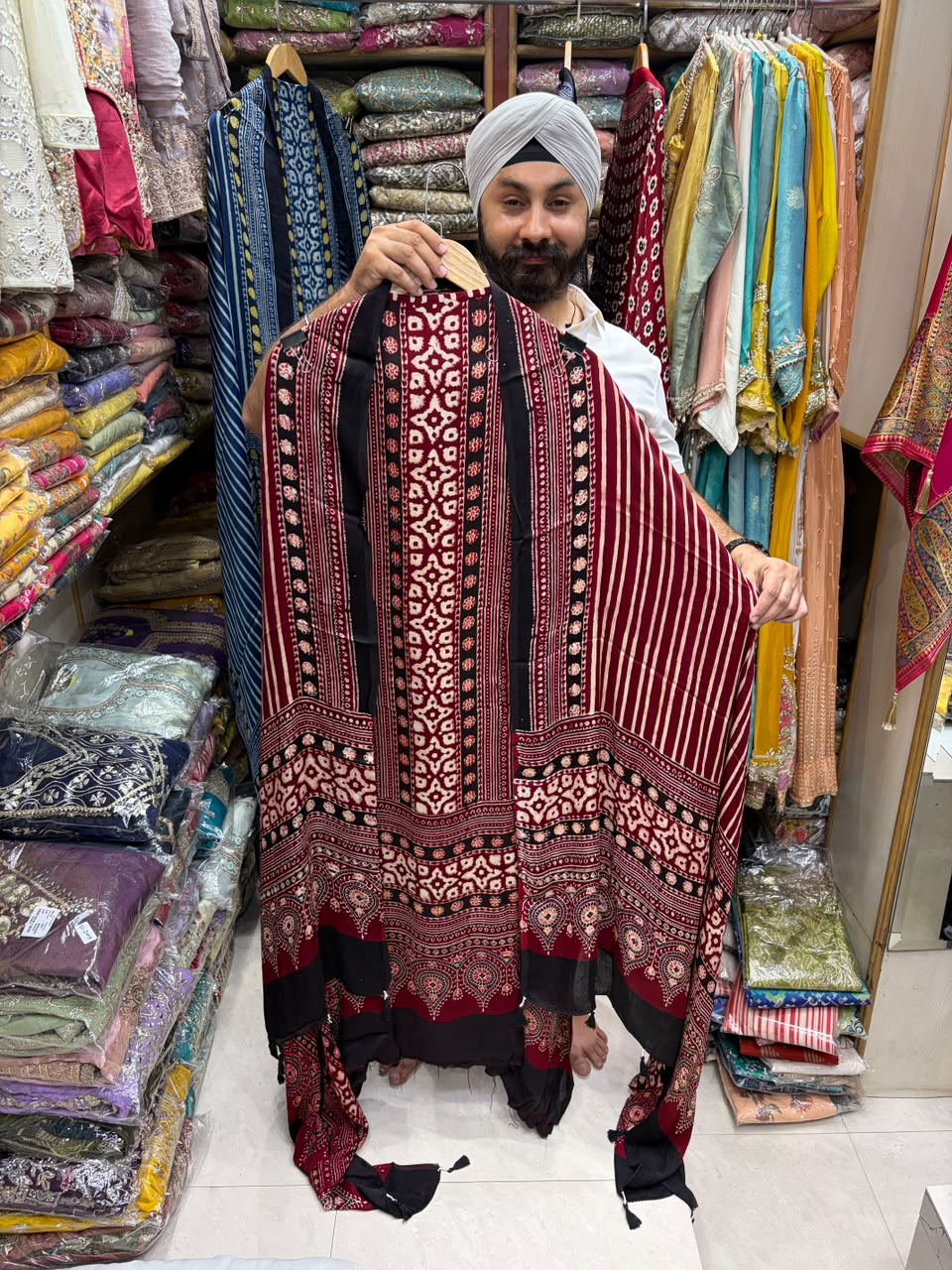 Pure Ajrakh Modal Silk Block Print Suit