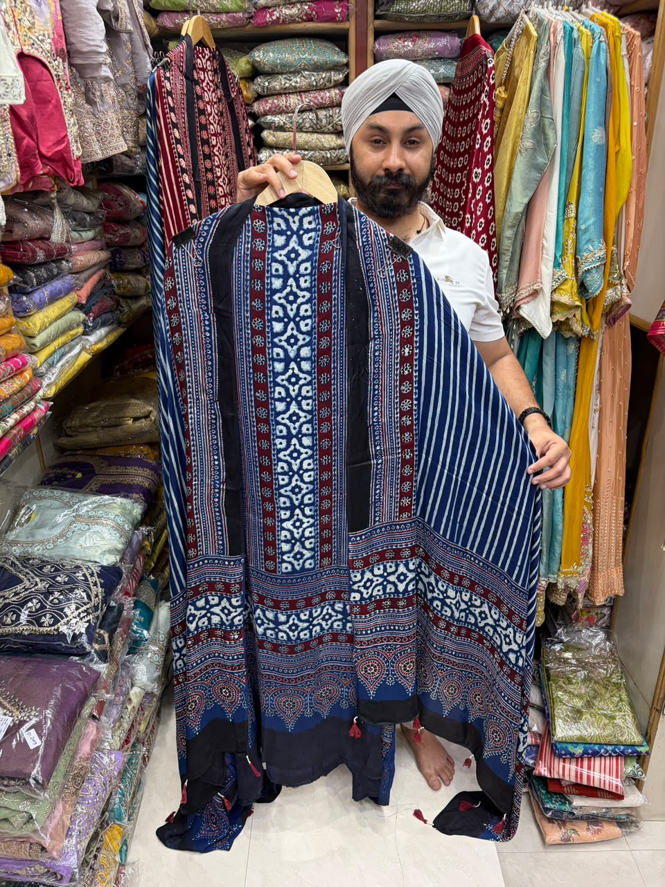 Pure Ajrakh Modal Silk Block Print Suit