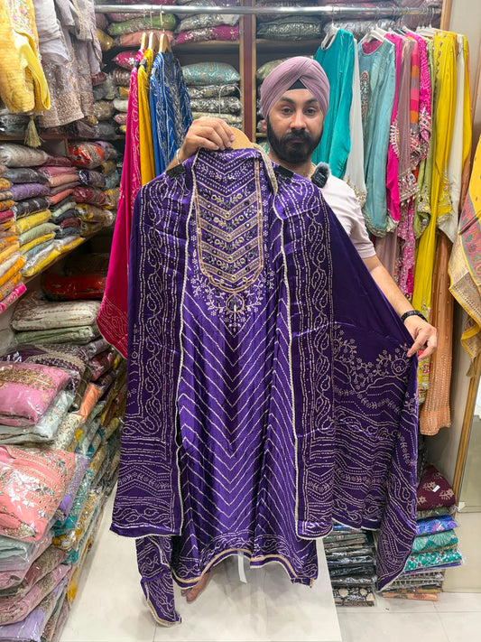 Gajji Silk Bhandej Print New Edition 24 - Mirror Work