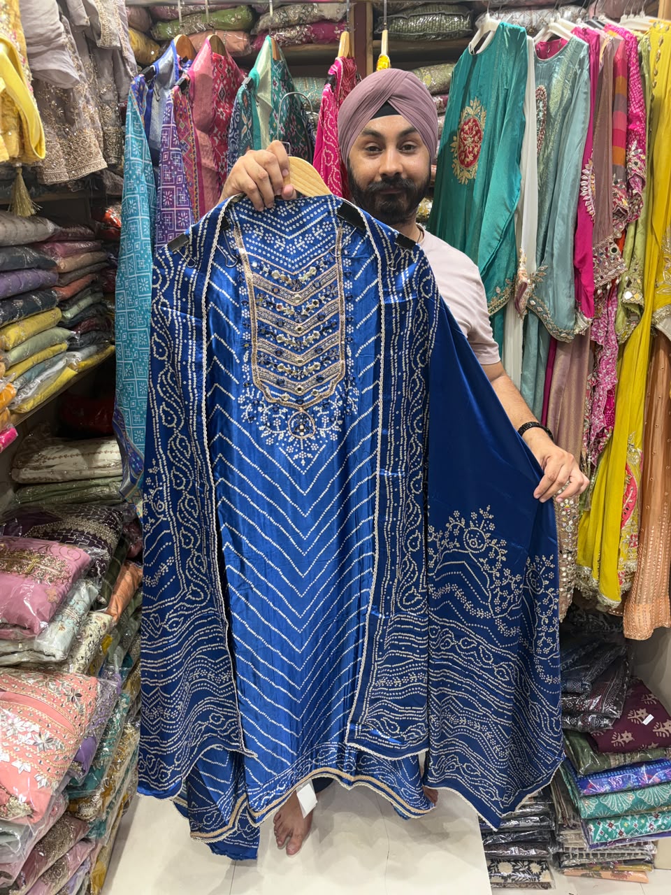 Gajji Silk Bhandej Print New Edition 24 - Mirror Work