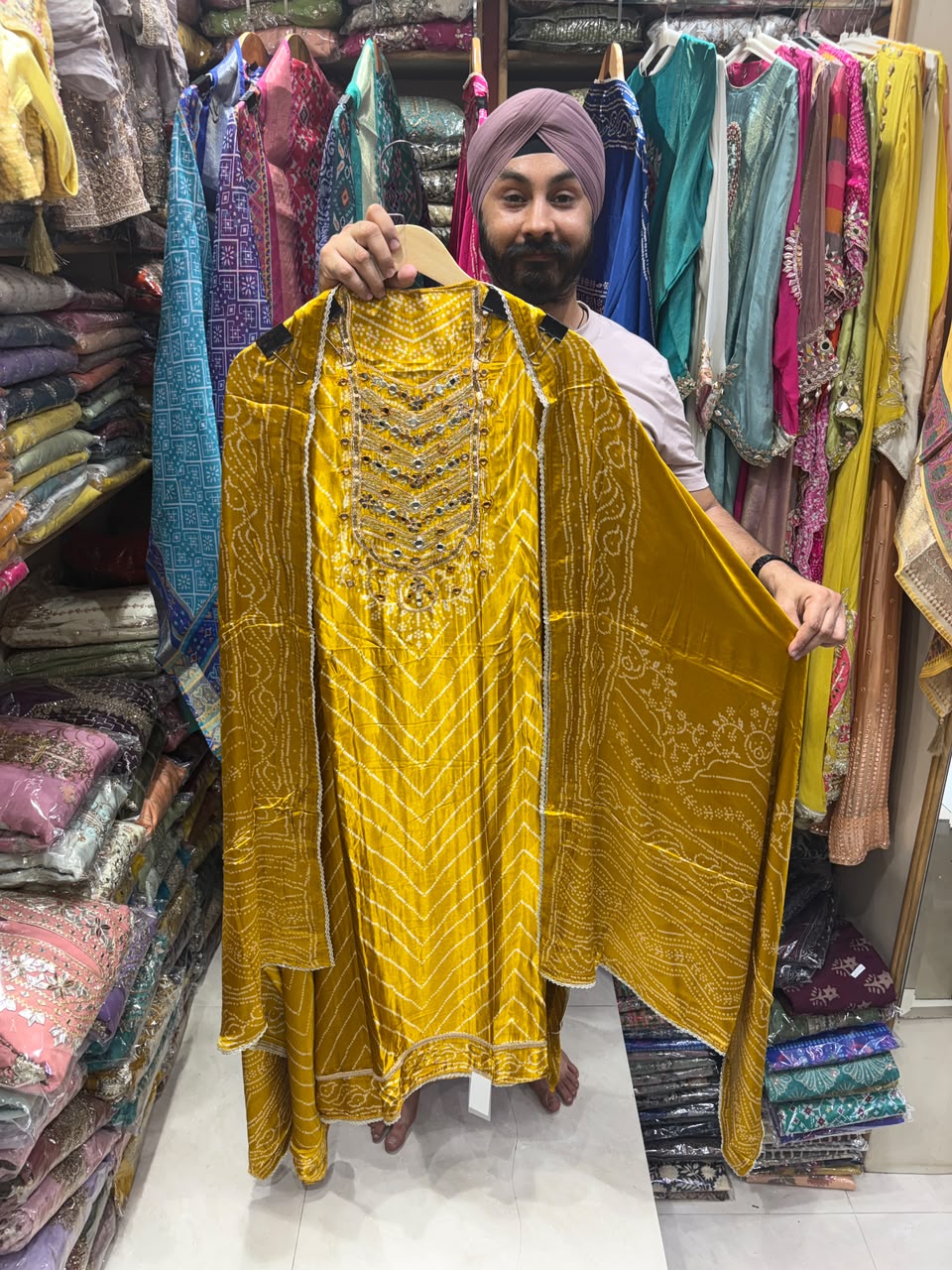 Gajji Silk Bhandej Print New Edition 24 - Mirror Work