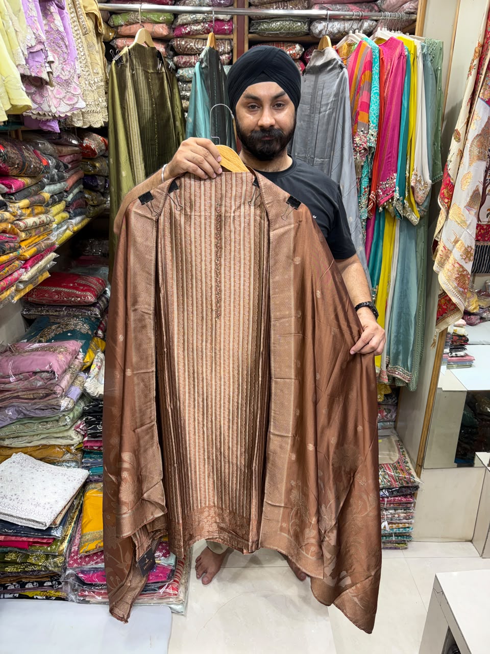 Bangalore Silk Stripe With Yoke Pattern