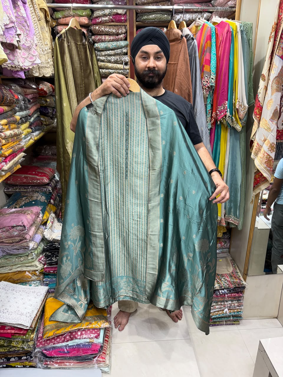 Bangalore Silk Stripe With Yoke Pattern
