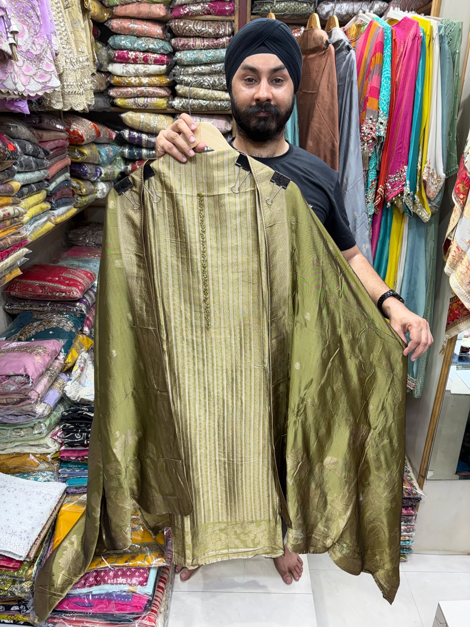 Bangalore Silk Stripe With Yoke Pattern